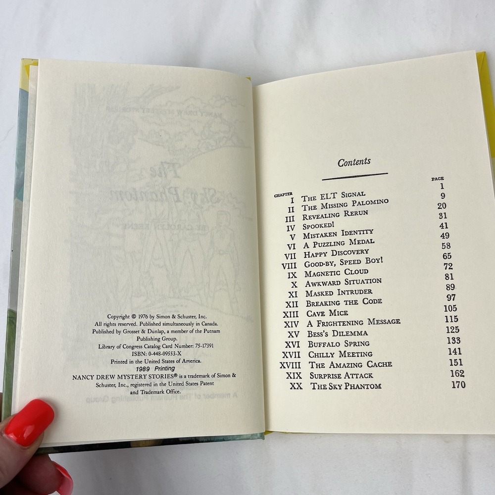 Nancy Drew # 53 The Sky Phantom Carolyn Keene Vintage Hardcover 1989 Printing - Picture 3 of 7